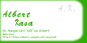 albert kasa business card